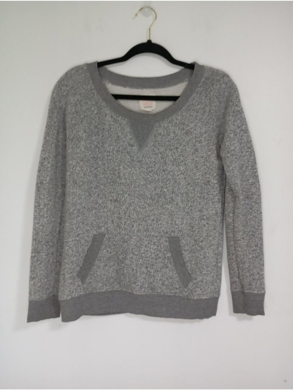 Quiksilver Sweatshirt Gray Heathered Crewneck Elbow Size S Cotton Blend Mens